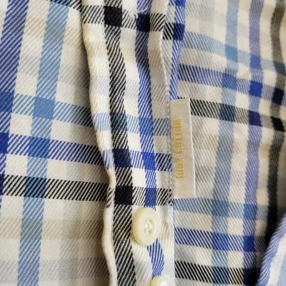 BRIONI Dress Shirt Mens Medium Blue Plaid Cotton Quiet Luxury Made In Italy - Picture 13 of 14